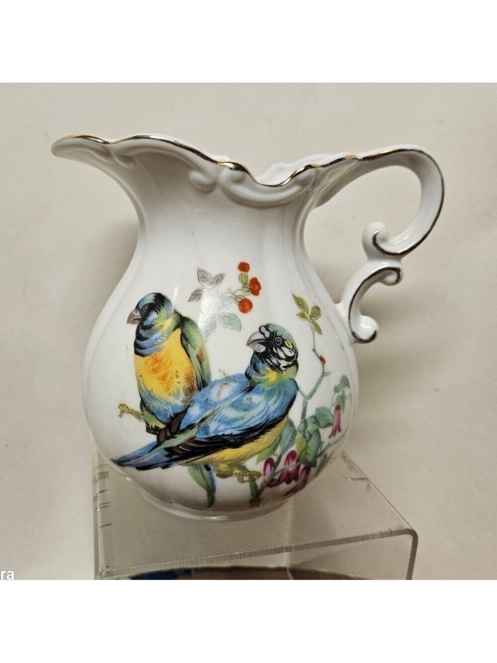 Vintage Porcelain Songbirds 6" Pitcher